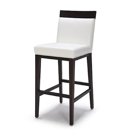 Casual Leather Counter Stool with Metal Kickplate